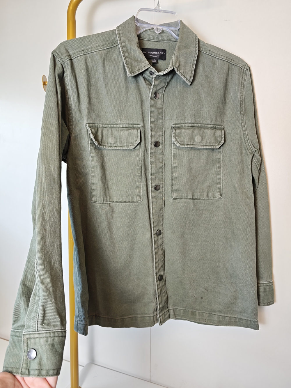 No Boundaries Mens Olive Green Cotton Utility Shirt Jacket Oversized Small 4506